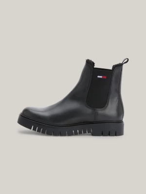 Botas Chelsea de couro com forro quente