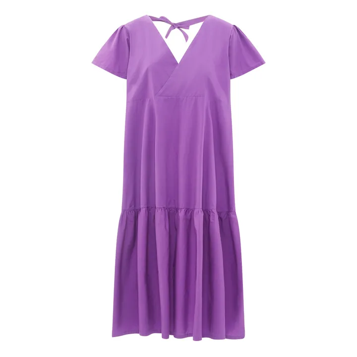 SMALLABLE BASICS Robe Midi à Volants Femme en Popeline Organique | Violet