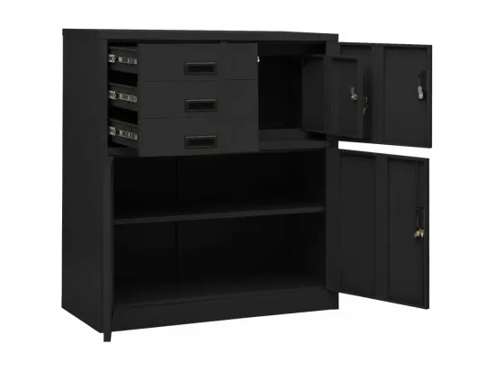 Armoire de bureau et jardinière Anthracite 90x40x125 cm Acier