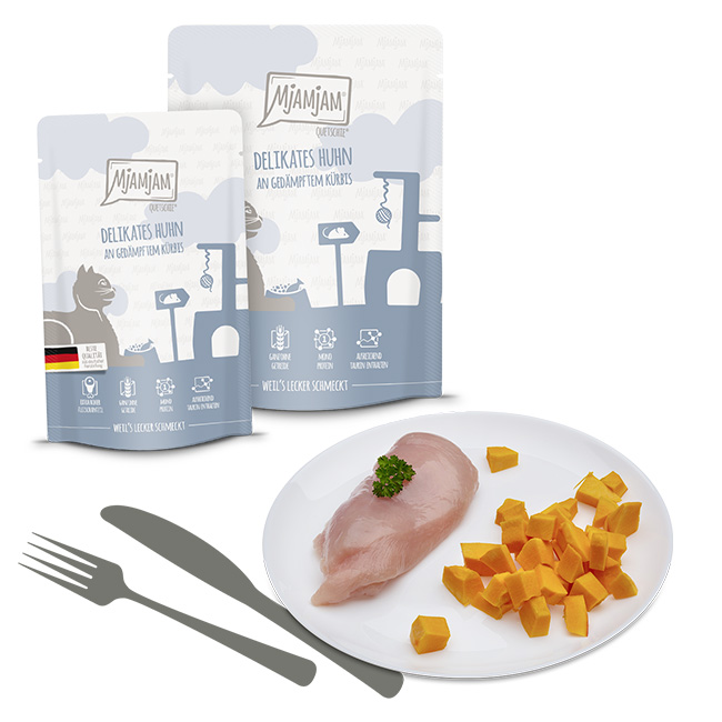 Quetschie - delikates Huhn an gedämpftem Kürbis