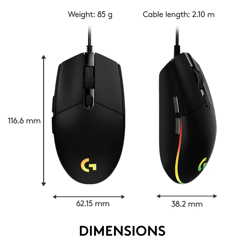 Logitech - G203 LIGHTSYNC Gaming Mus Black