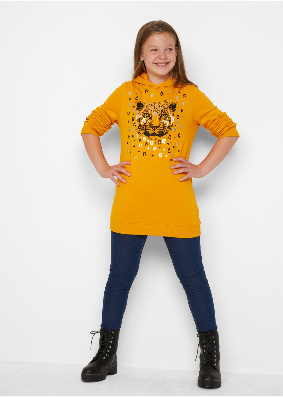 Sweat-shirt à capuche fille en coton