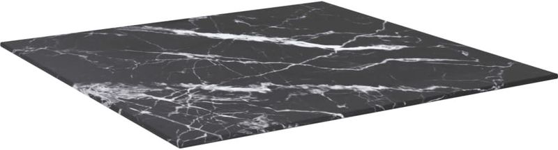 vidaXL - Tafelblad - Zwart - Geharde Glas - Marmeren Design