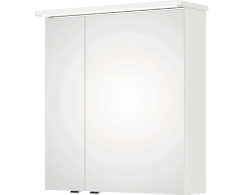 Pelipal Sunline 105 badkamermeubelset (B x H x D 66 x 200 x 46,5 cm), hoogglans witte fronten, met keramische wastafel, badmeubel en spiegelkast met LED-verlichting