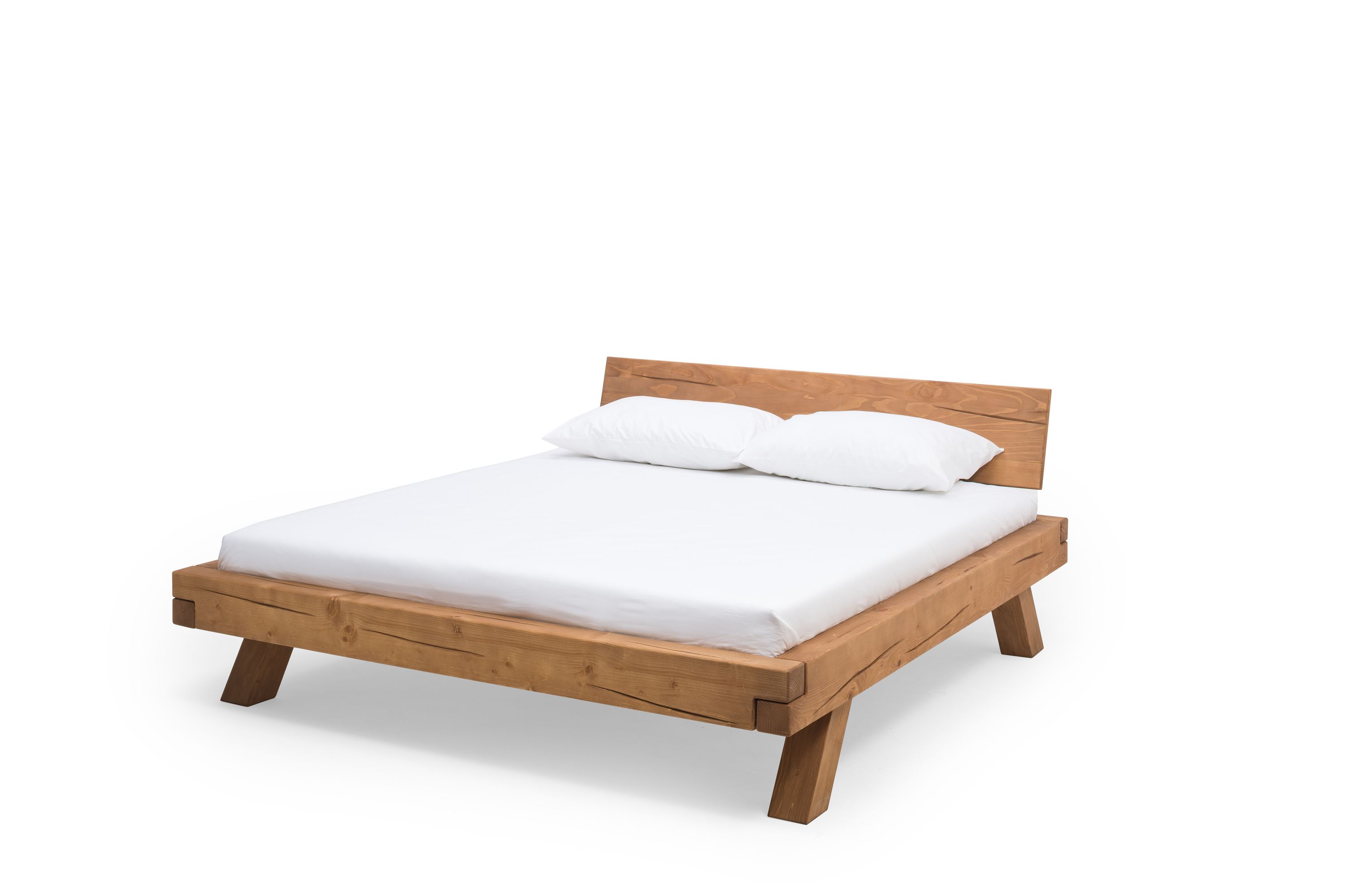 Balkenbett 140 x 200cm Massivholz Bettgestell Doppelbett Ehebett Bettrahmen