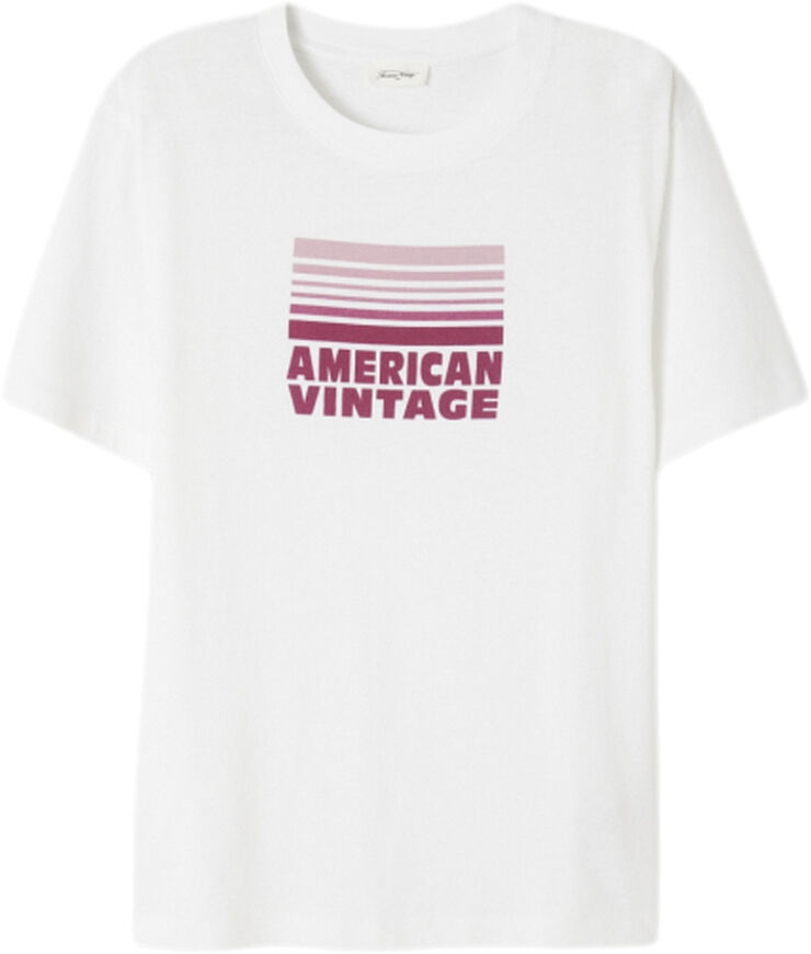 American Vintage YKO02AIH24 White print fuschia