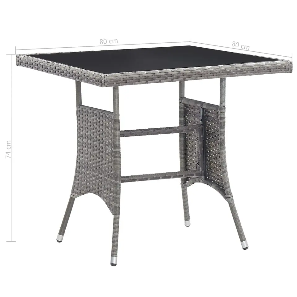 vidaXL - Tuintafel - Grijs - Poly rattan - 80 x 80 x 74 cm
