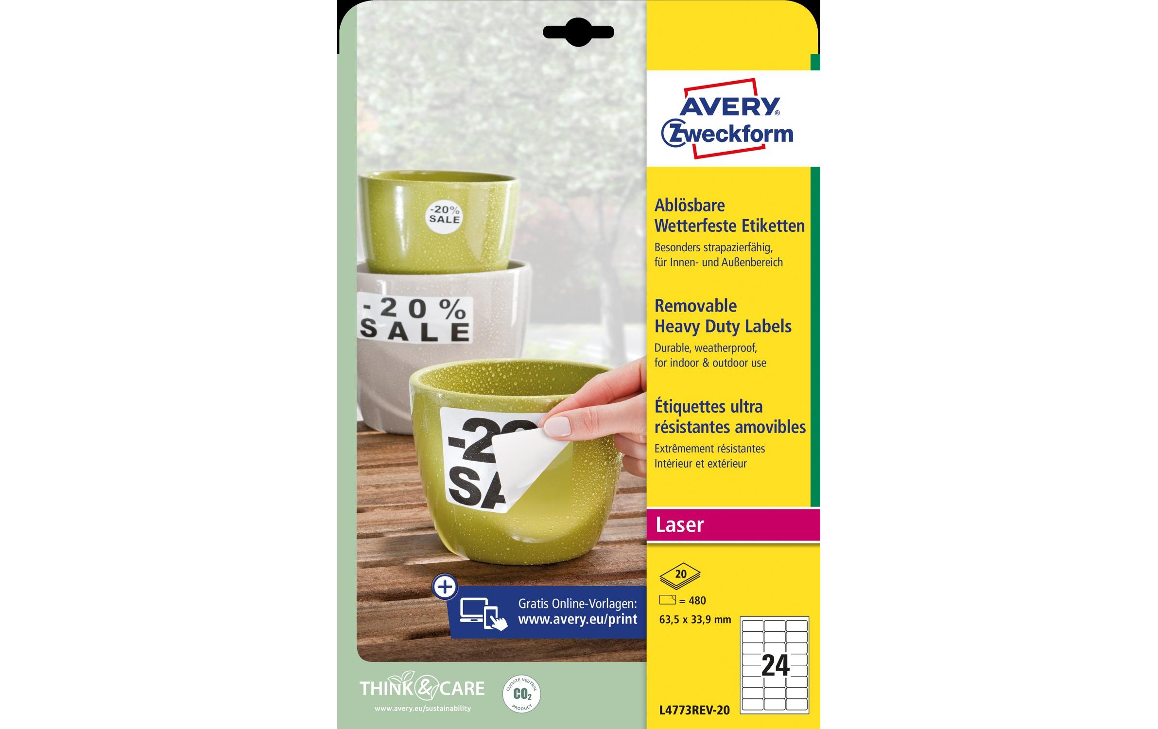 Universal-Etiketten 63.5 x 33.9 mm, 20 BlattWetterfeste Etiketten