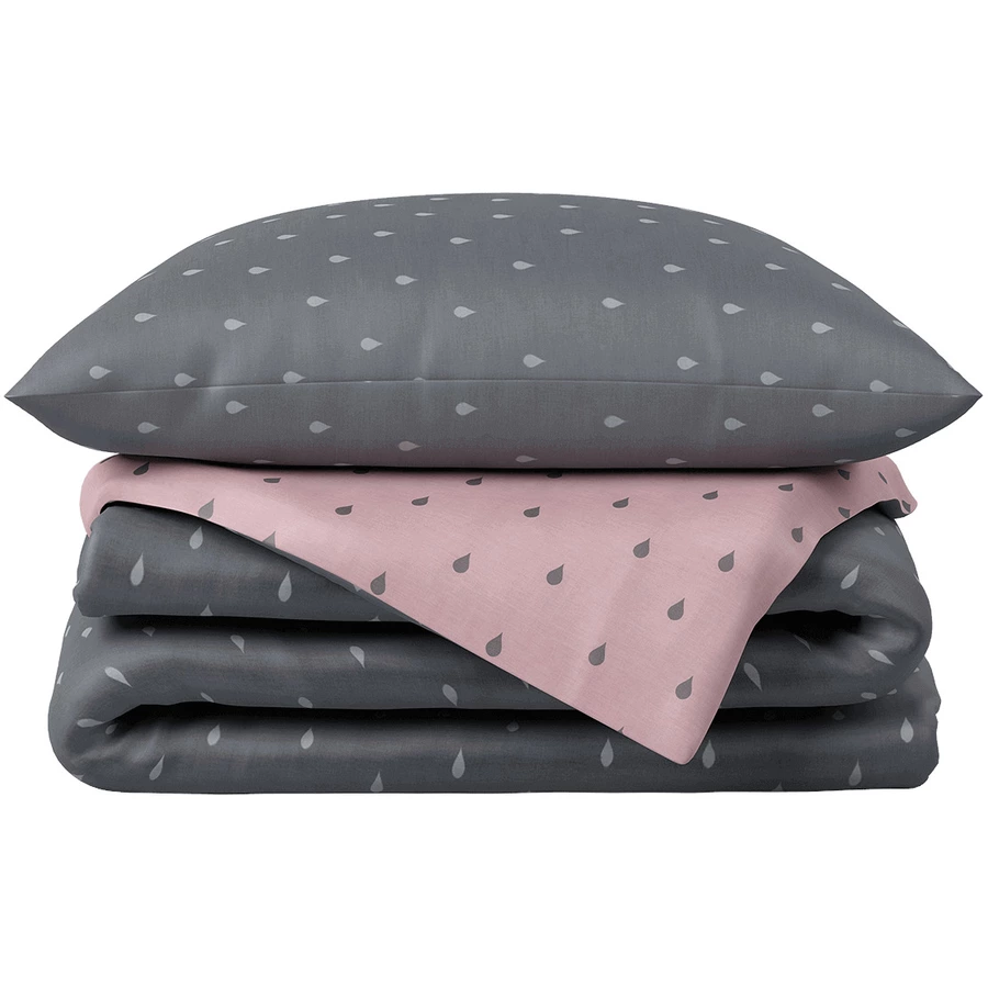 hibboux® Bettwäsche-Set Drops Baby Duvet Cover Set GreyPink