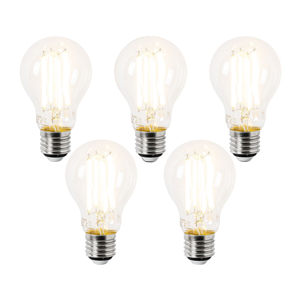 Set van 5 E27 LED lamp A60 helder 3,8W 806 lm 2700K