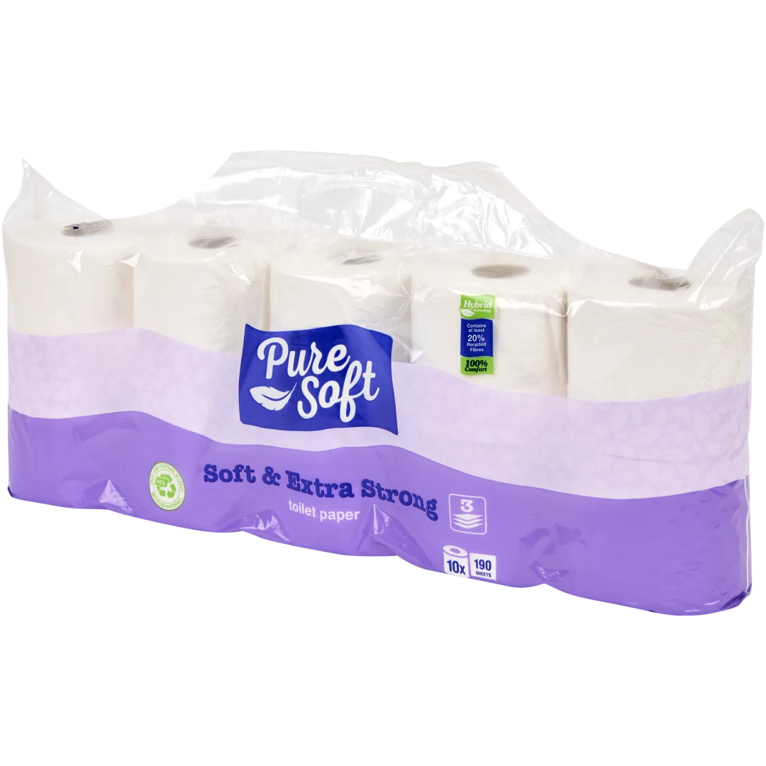 Pure Soft toiletpapier Soft & Extra Strong 10 rollen | 190 vel | 3-laags
