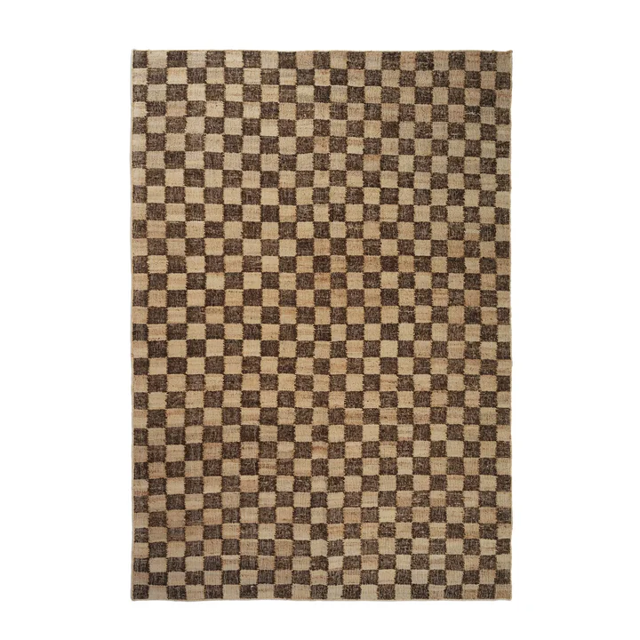 Ferm Living - Check Woll-Jute Teppich, 200 x 300 cm, coffee / natural