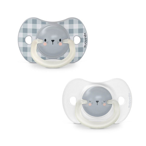 Pack de 2 sucettes 6-18 mois SX PRO Night&Day Gris foncé - SUAVINEX