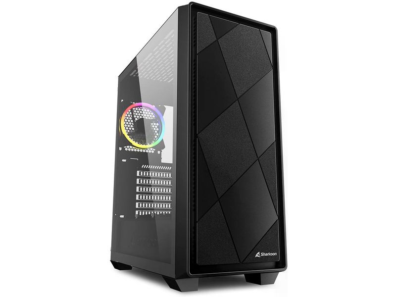 Sharkoon PC-Gehäuse VS8 RGB Schwarz Midi-ATX-Tower mit Ausstellungsfläche aus gehärtetem Glas