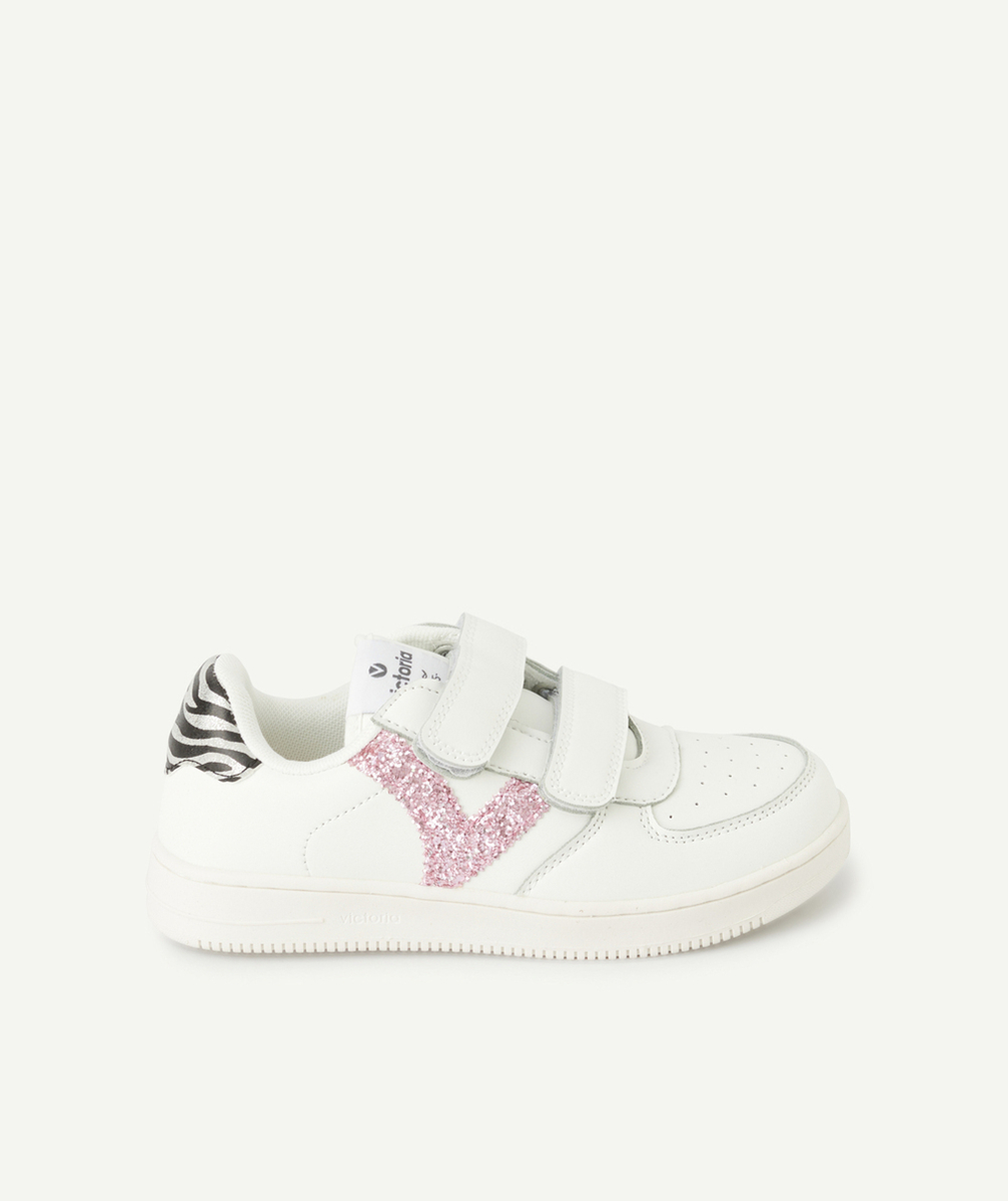 VICTORIABASKETS BLANCHES FILLE LOGO GLITTER ROSE