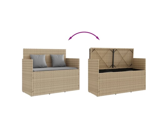 VIDAXL - Banc de jardin avec coussins beige résine tressée