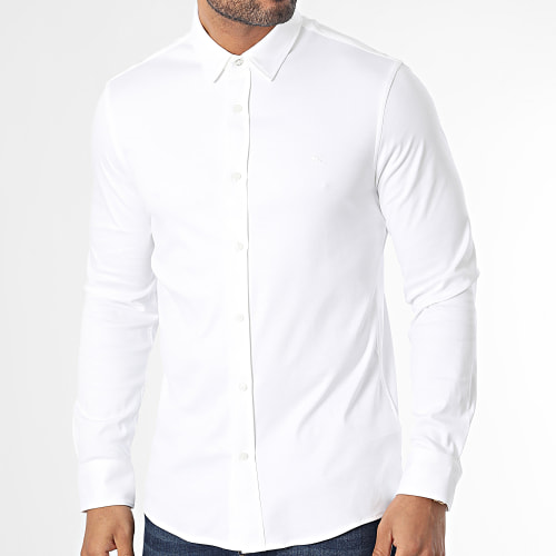 Chemise Manches Longues Smooth Cotton Slim 0858 Blanc