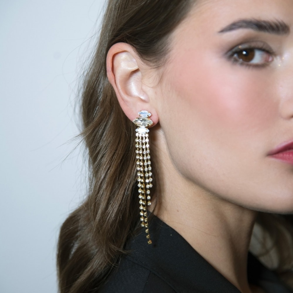 Boucles d'oreilles Sparkling - Alliage doré & cristaux Swarovski