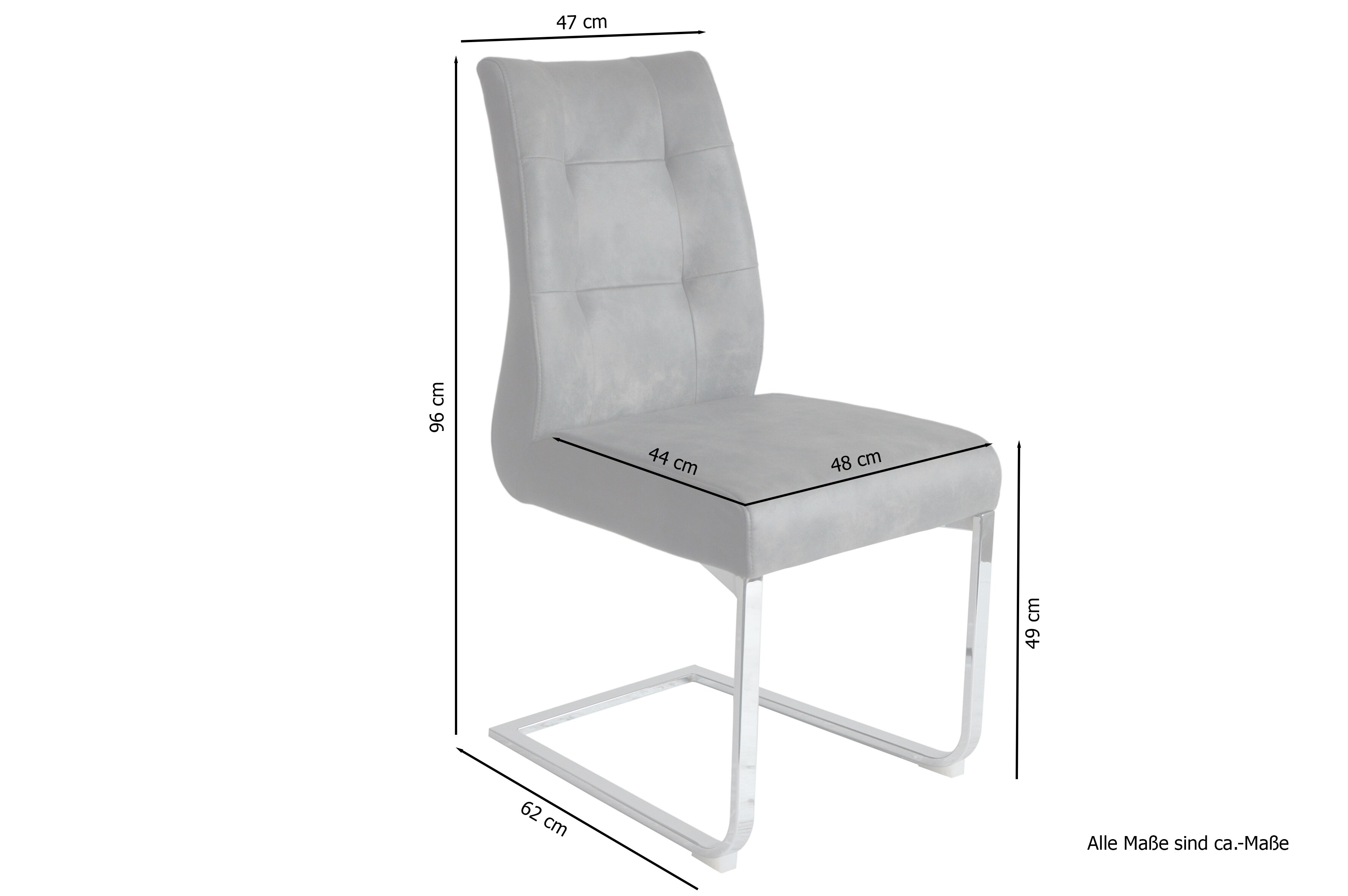 byLIVING Esszimmerstuhl MARLEN-XXL, 2er Set, Webstoff dunkelgrau, Gestell schwarz