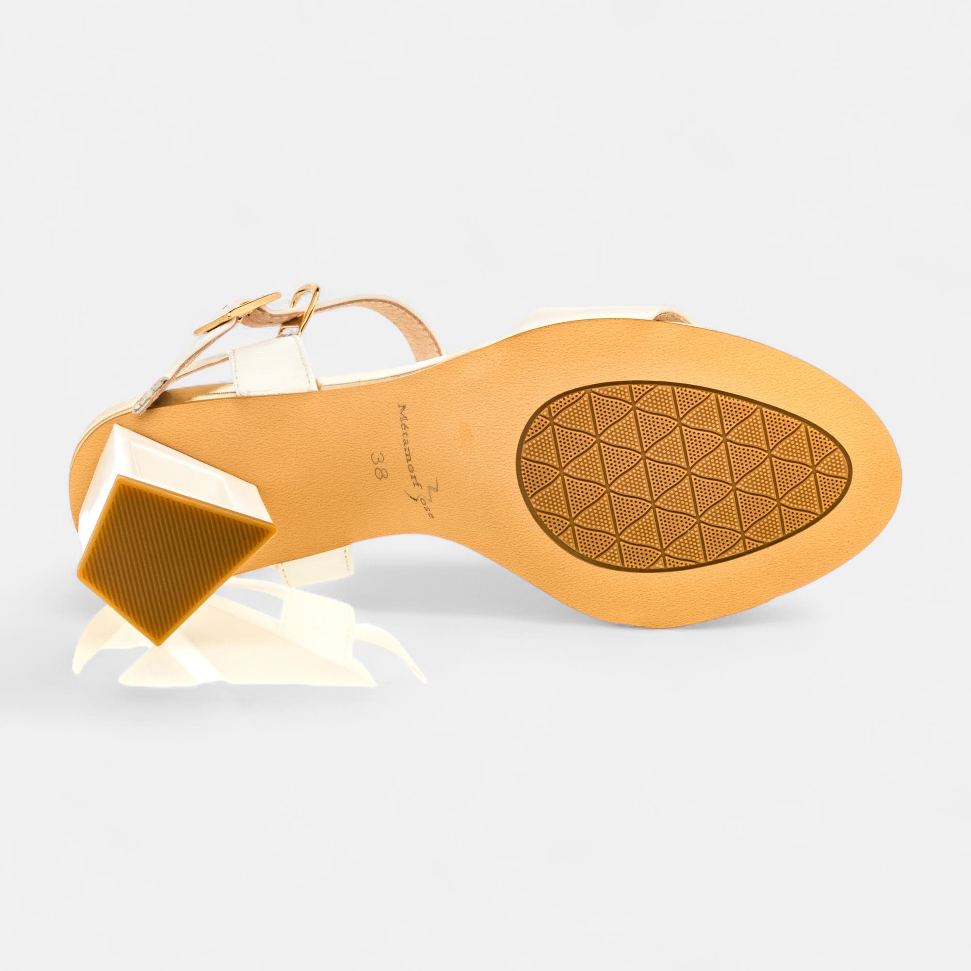 Nu-pieds à talon Femme en cuir blanc