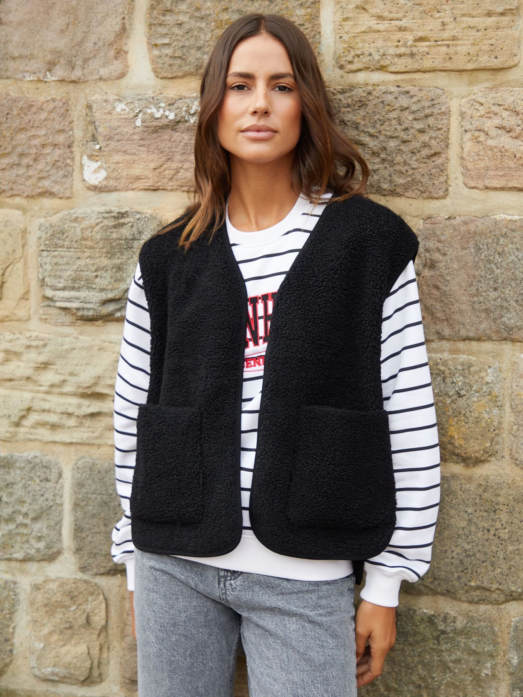 Zwart - Threadbare omkeerbaar gilet met borg