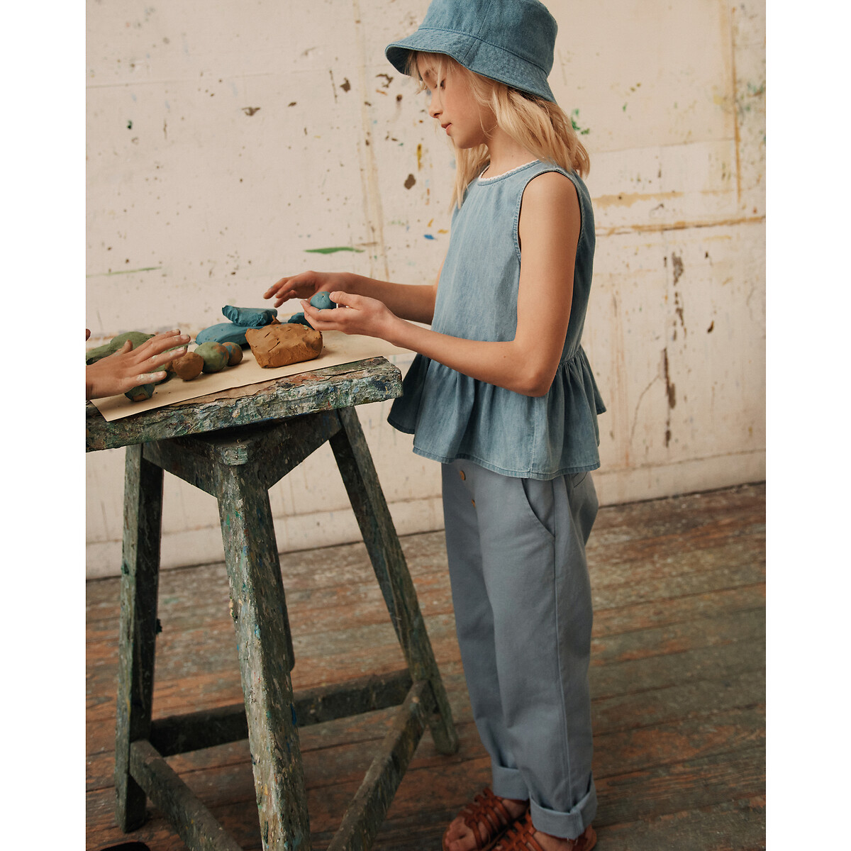 FRANGIN FRANGINE X LA REDOUTE<br>Righte broek in keperstof