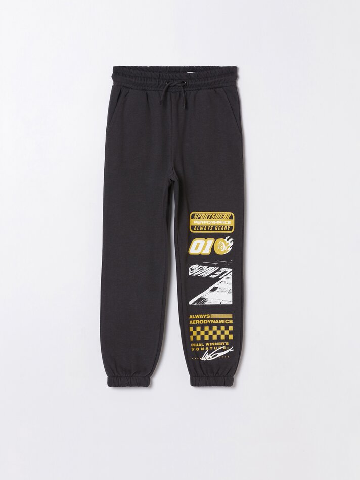 Calças de lã polar estampadas - Chumbo