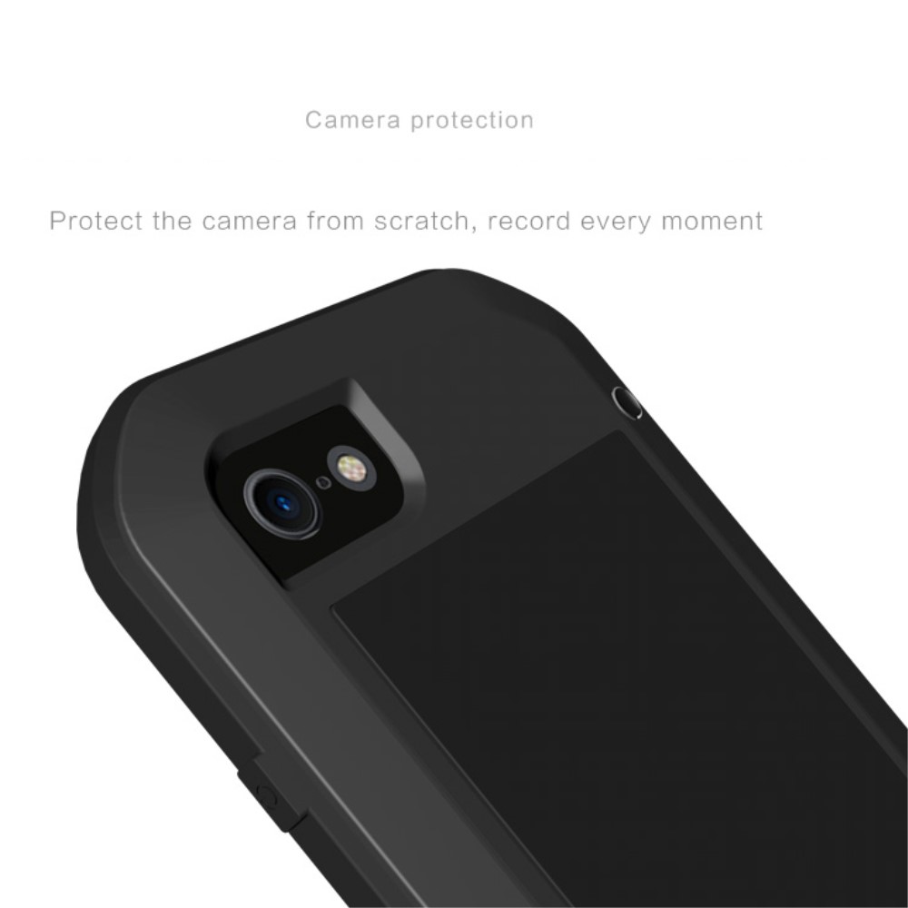 iPhone SE (2022/2020) / 8 / 7 Hybrid Silikon Metall Outdoor Case   Panzerfolie - Schwarz
