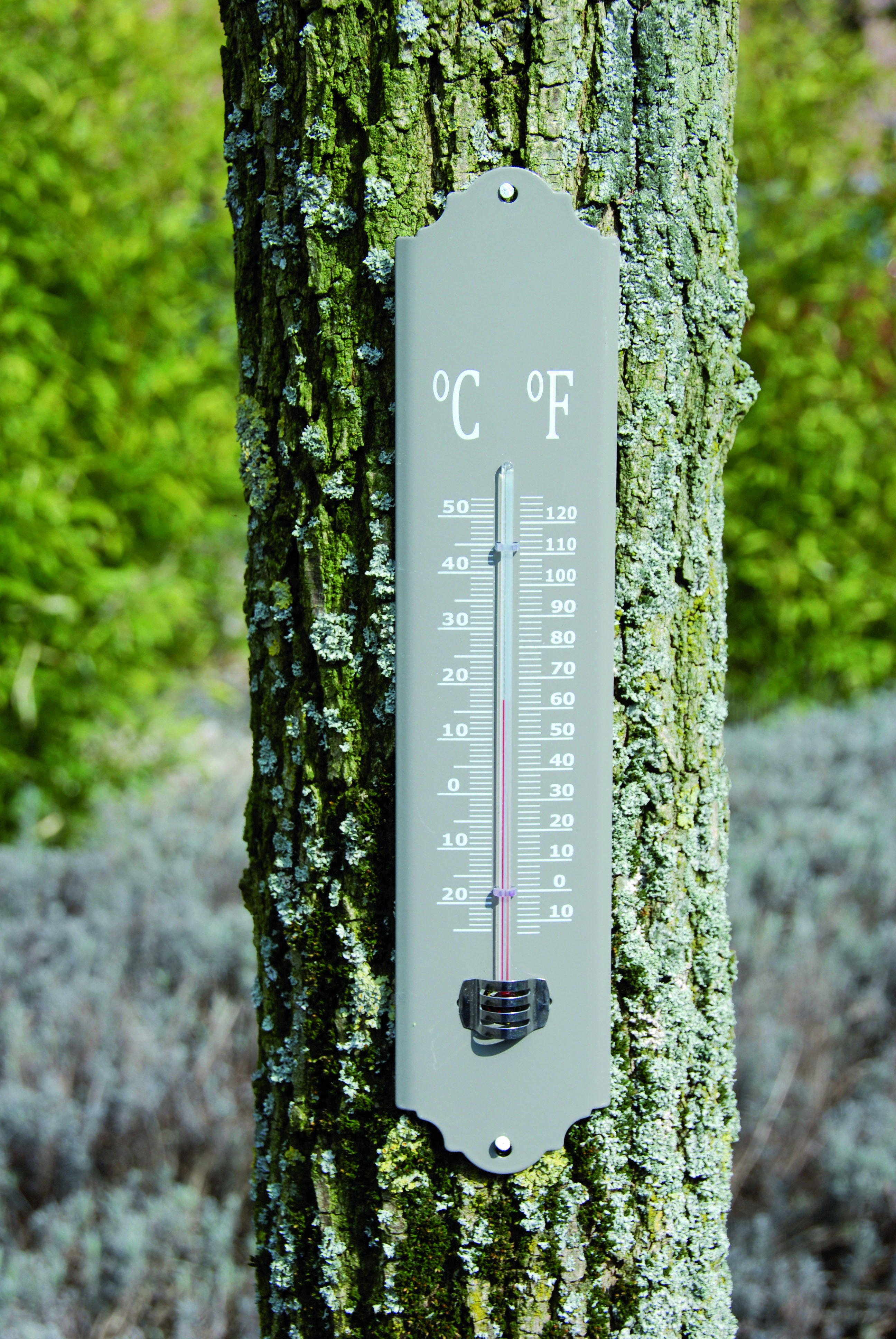 Thermometer metaal - groen/grijs/wit