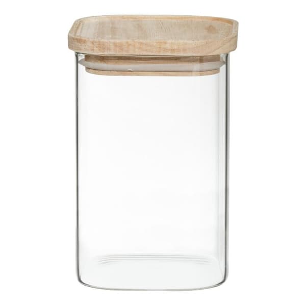 4 stablebare glasskrukker med trelokk