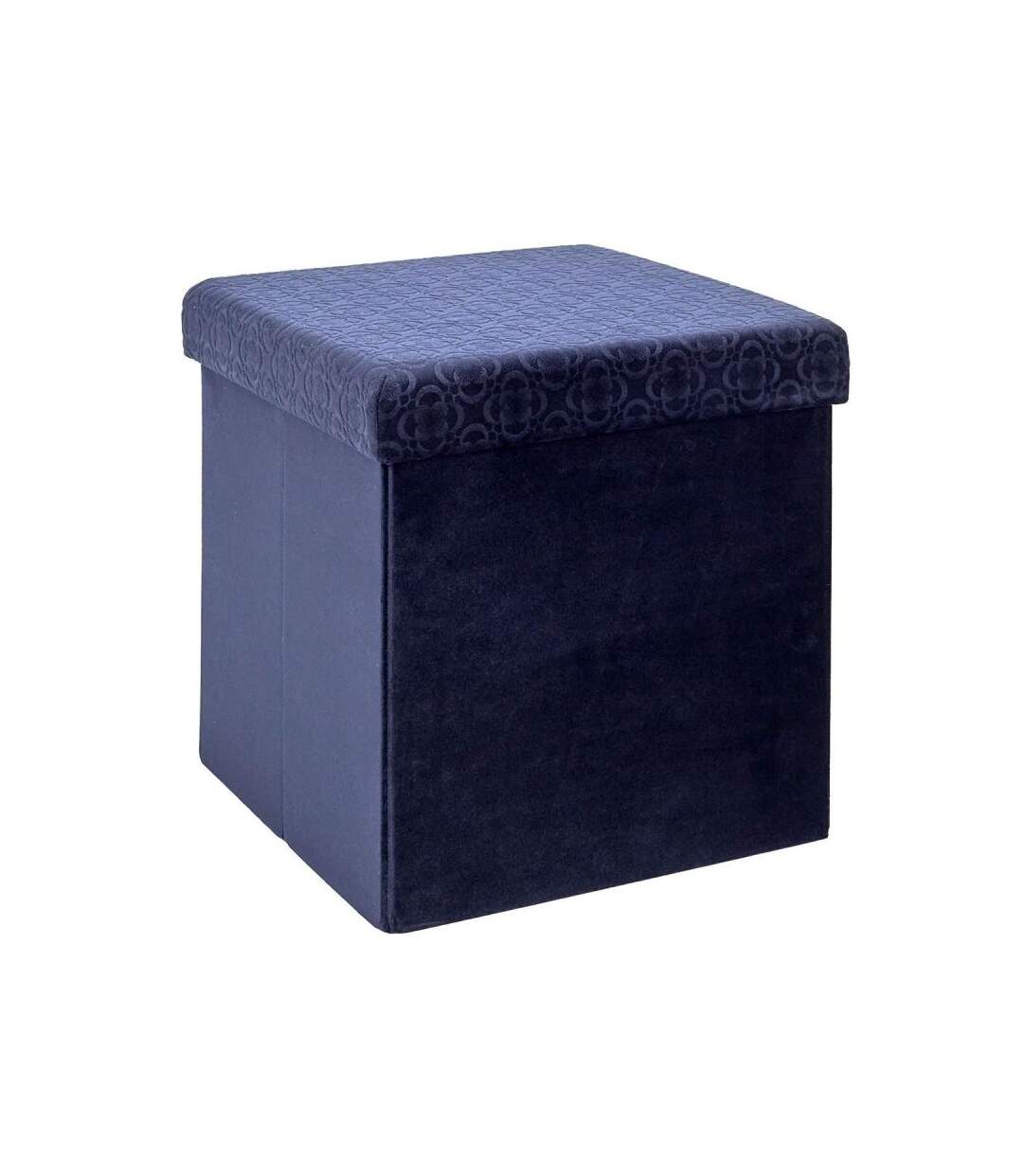 Paris Prix - Pouf Pliable & Coffre rétro 38cm Bleu Nuit