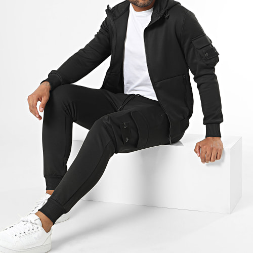 Ensemble Veste Zippée Et Pantalon Cargo Noir