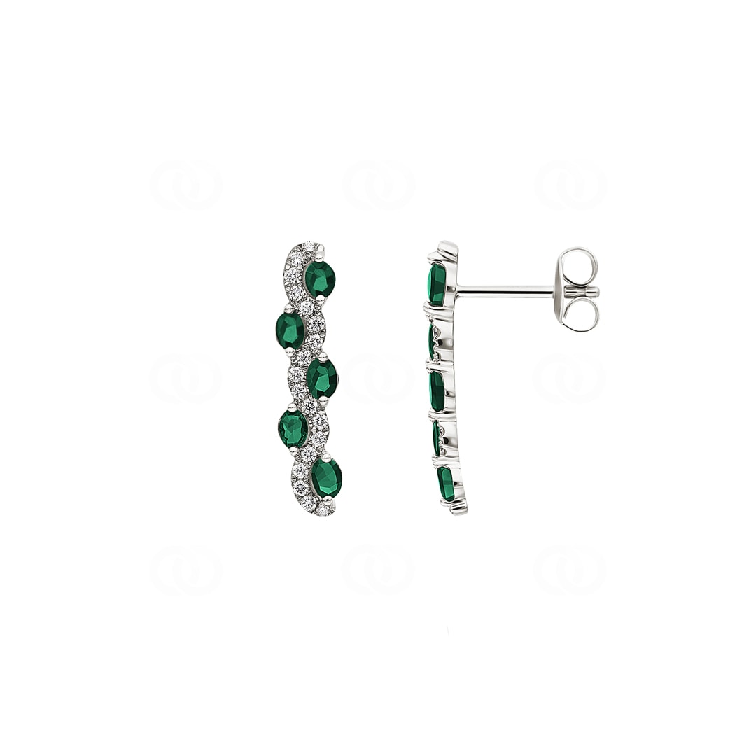 Ohrhänger 750/18 K Weissgold mit Diamanten 0.25 ct H/si & Smaragden