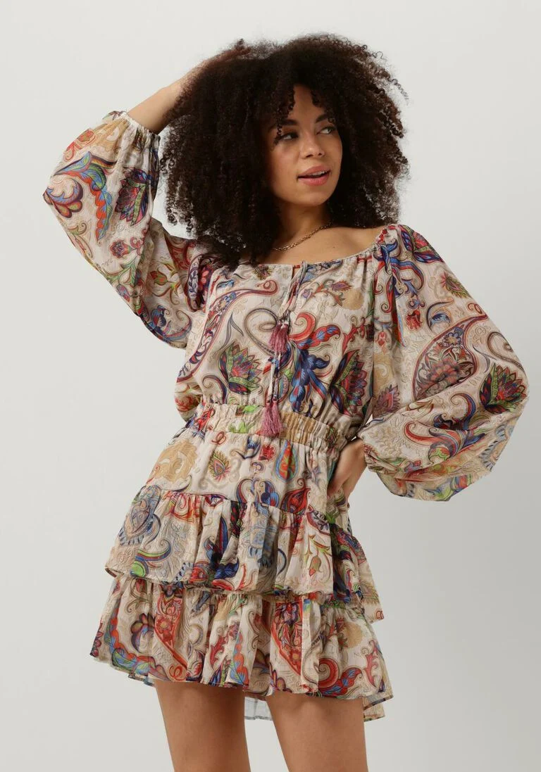 ACCESS multi access mini jurk mini paisley dress with ruffles