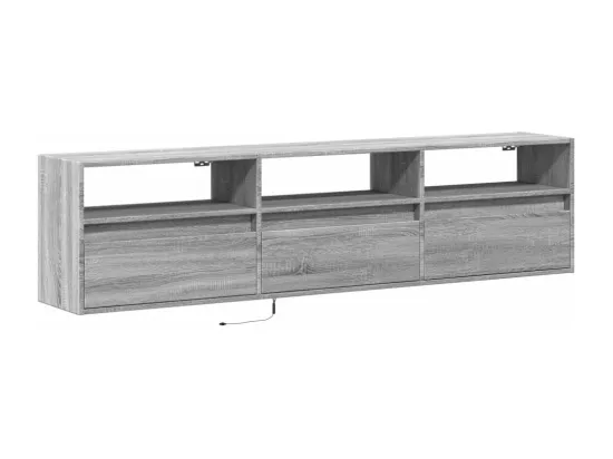Meuble TV mural avec LED sonoma gris 180x31x45 cm