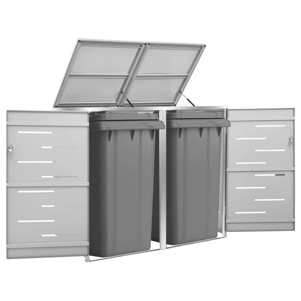 vidaXL Afvalcontainer voor 2 afvalbakken 138x77,5x112,5 cm roestvrij staal