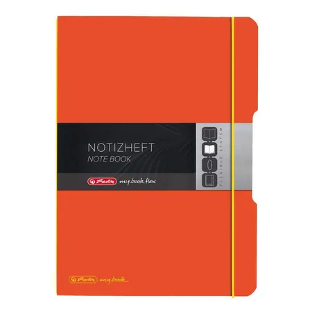 Herlitz Notizheft PP A4 Flex orange kariert liniert