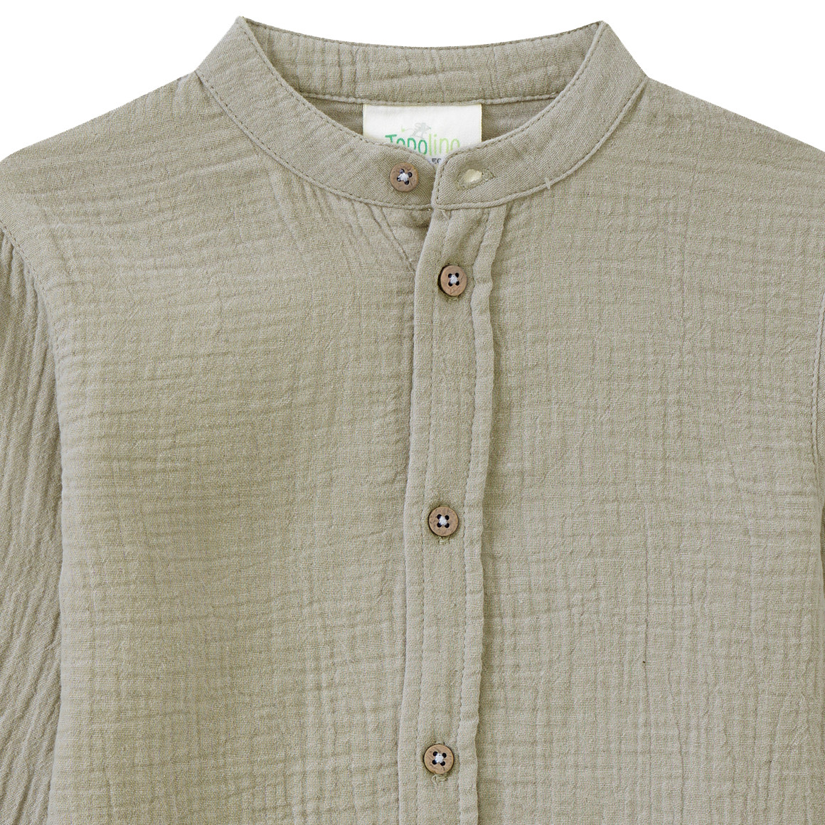 Topolino Pure Collection Jungen Musselin-Hemd mit Stehkragen oliv