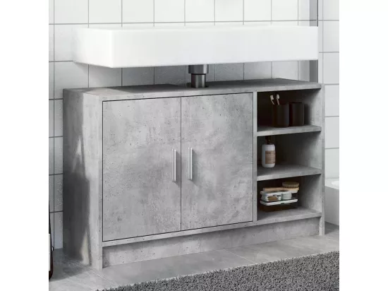 Armoire d'évier gris béton 90x29x55 cm bois d'ingénierie