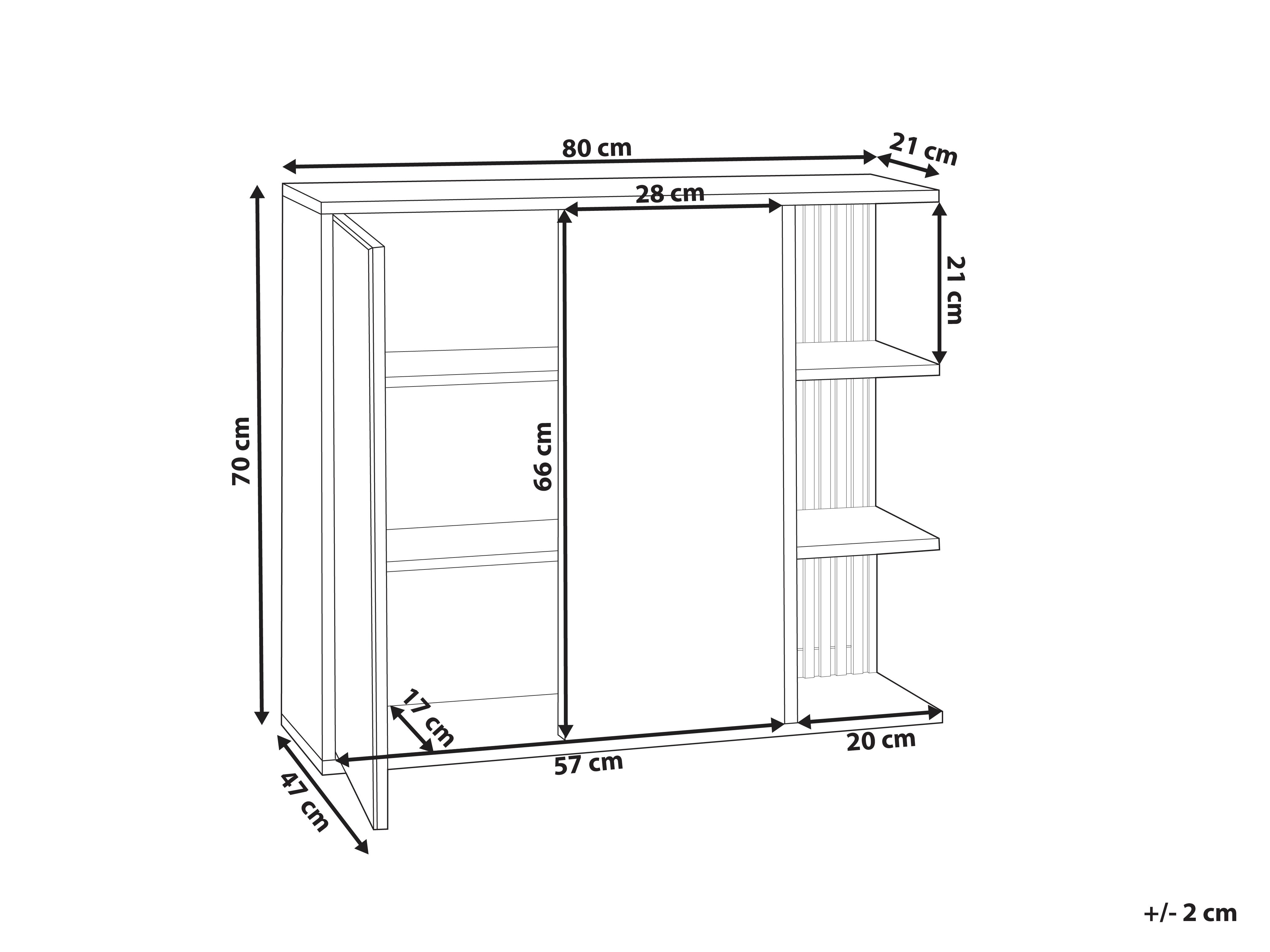 Badkamer wandkast met spiegel NUBES 80 cm 70 cm Wit
