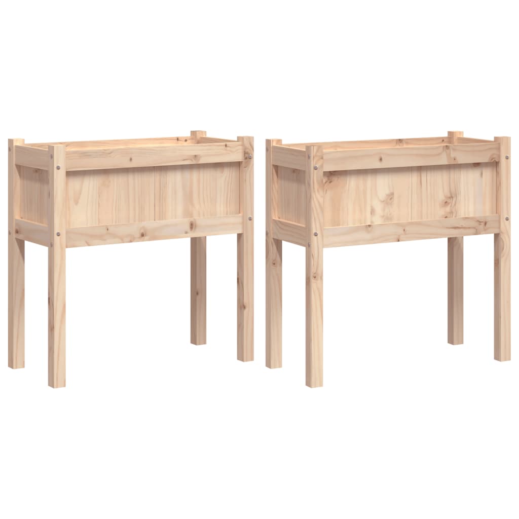 Jardinières 2 pcs avec pieds bois de pin massif