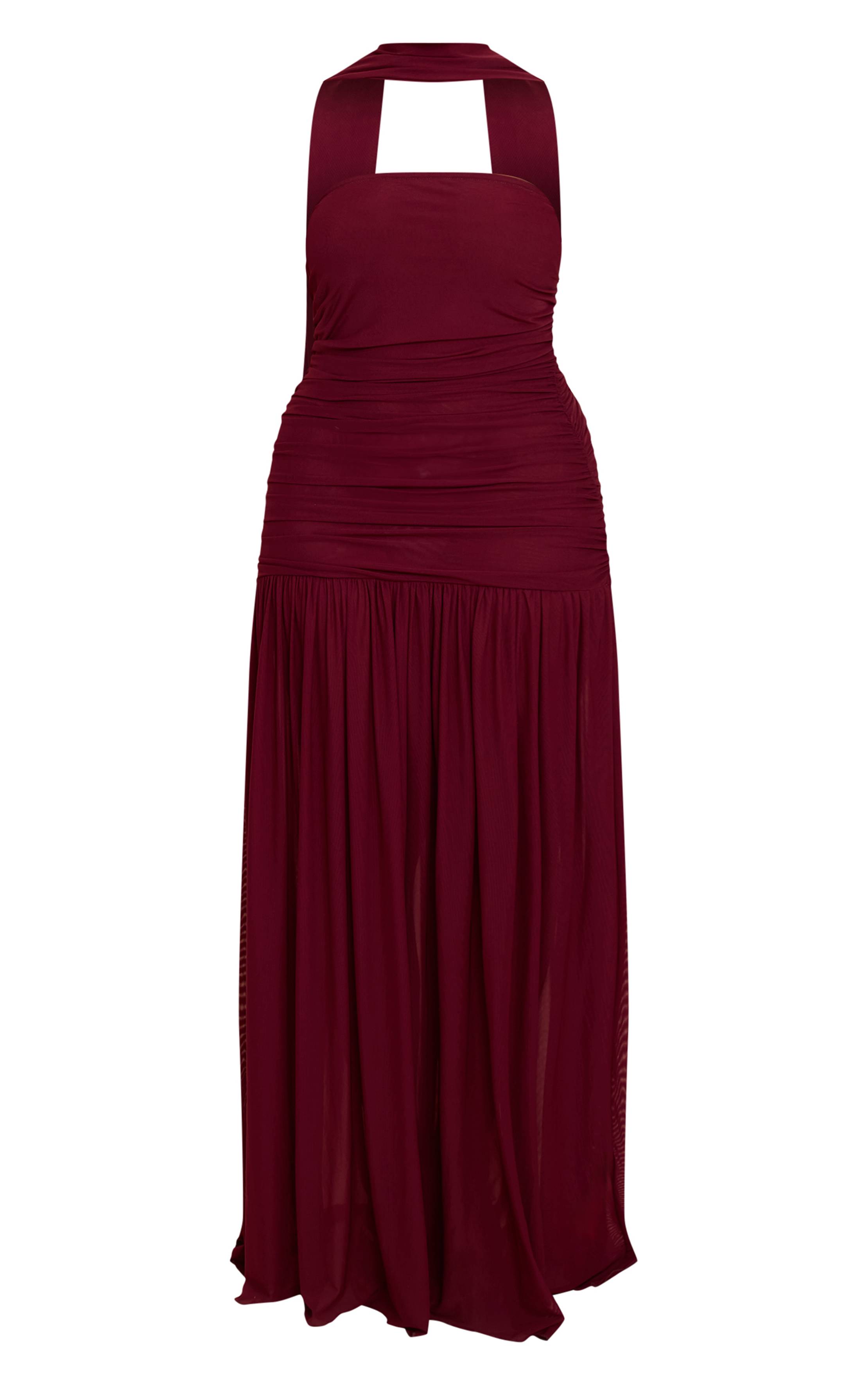 Prune Robe Maxi À Taille Basse Avec Détails Froncés Et Foulard Shape