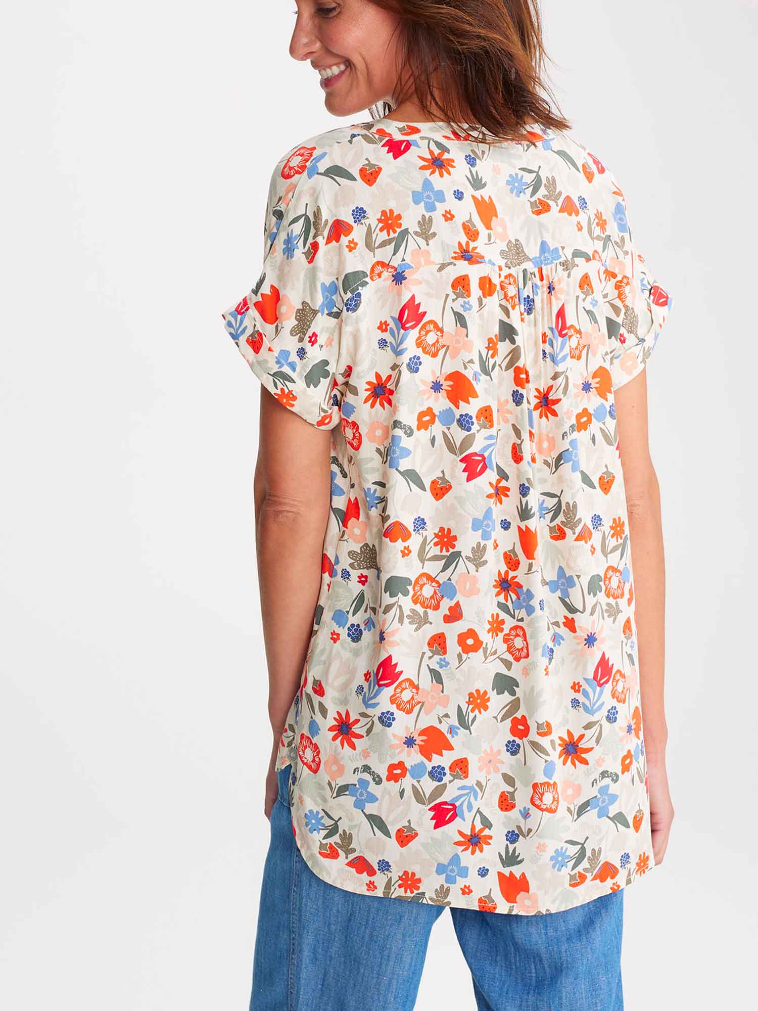 Blouse Femme A Fleurs Rose et Beige