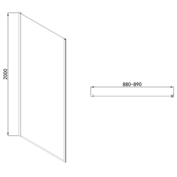 Allibert douchewand Loft Game 90x200cm zwart transparant