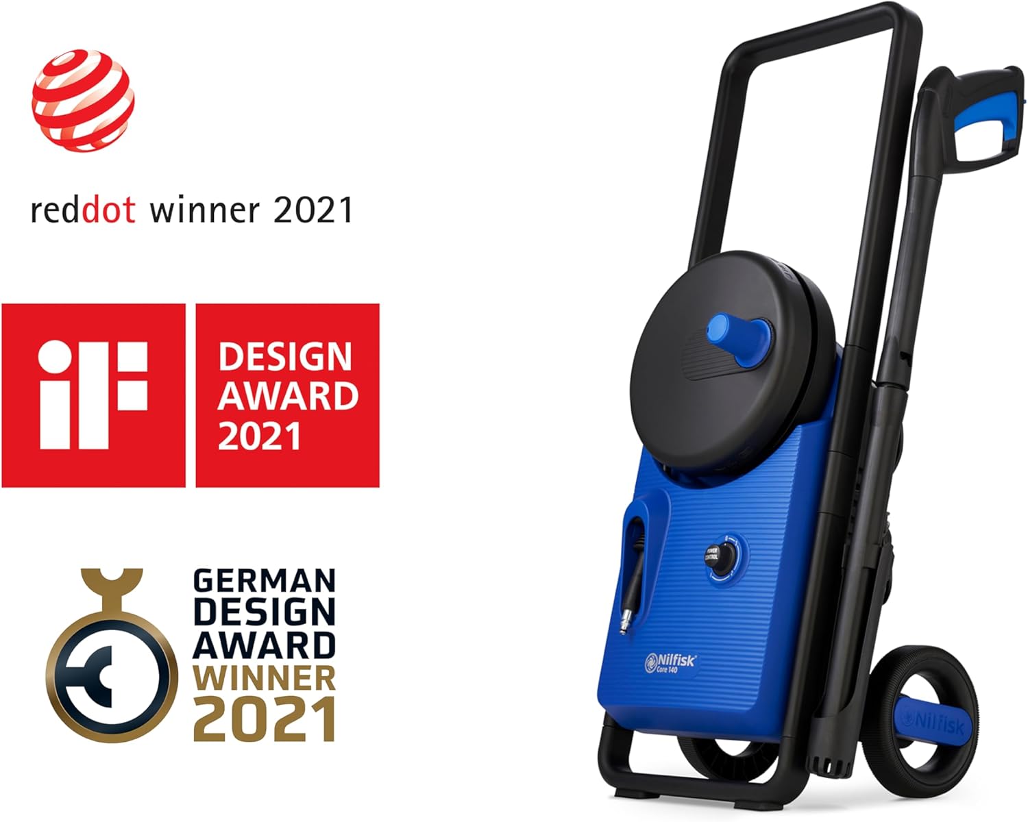Nilfisk Hochdruckreiniger Core 140 Bar Druck mit PowerControl - Pressure Washer Für Terrassen, Werkstätten und Autos (1800 W)