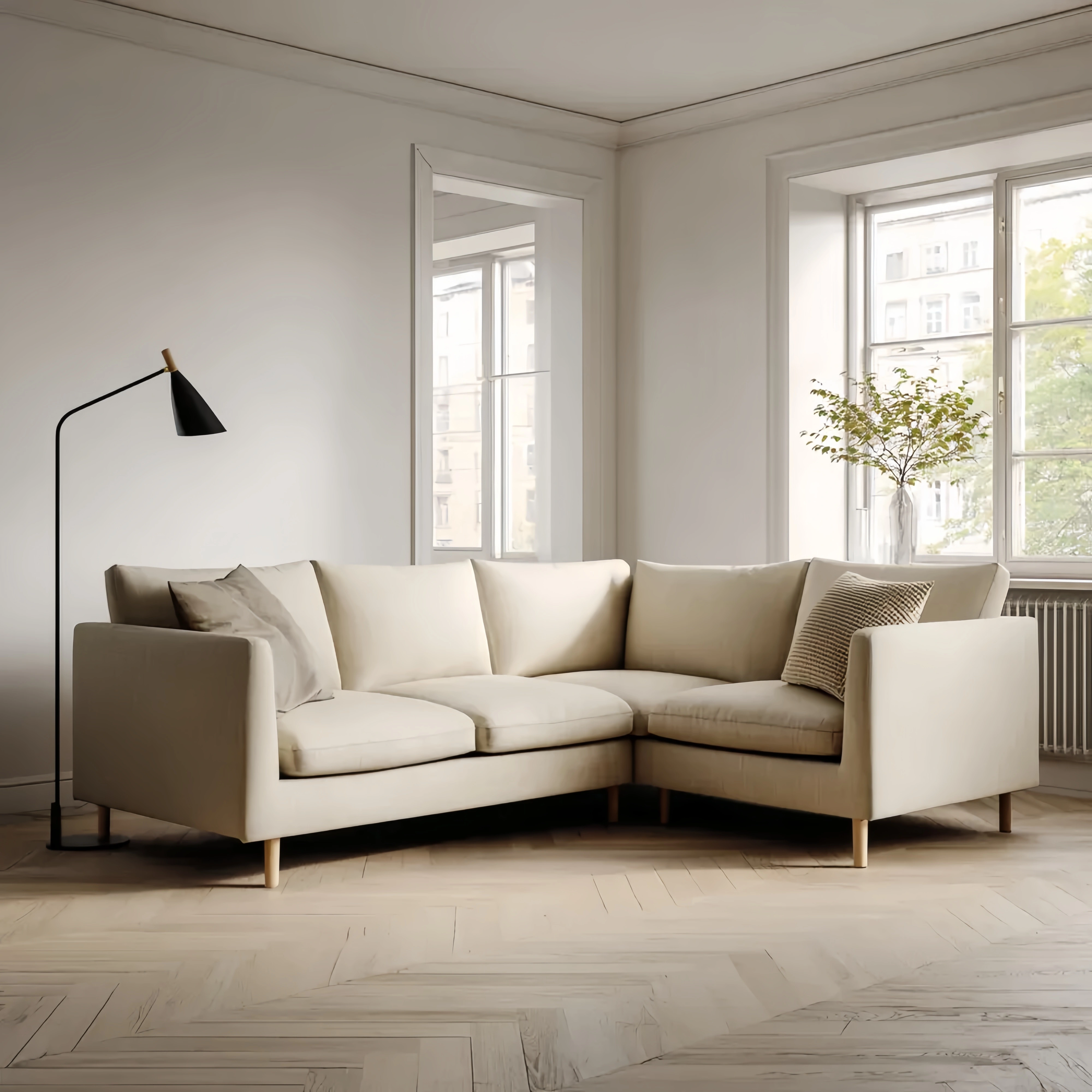 Ecksofa Stoff 270x270x85 cm – Beige – Moderner Stil