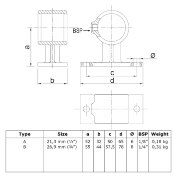 Novidade steigerbuis koppelstuk leuningdrager zwart ø 27 mm