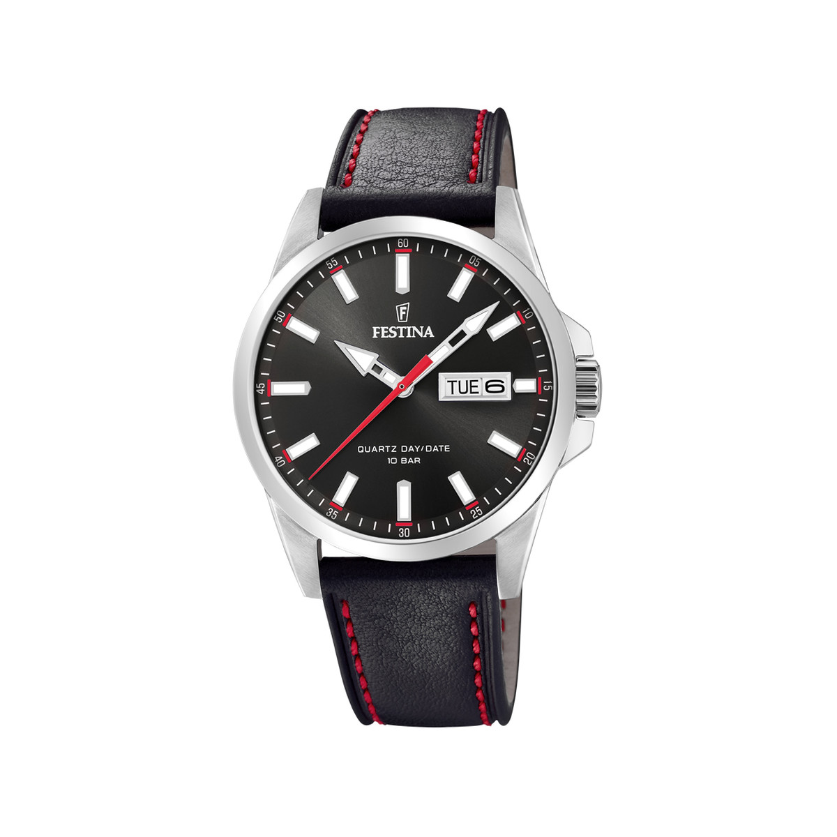 Montre Festina homme acier cuir noir