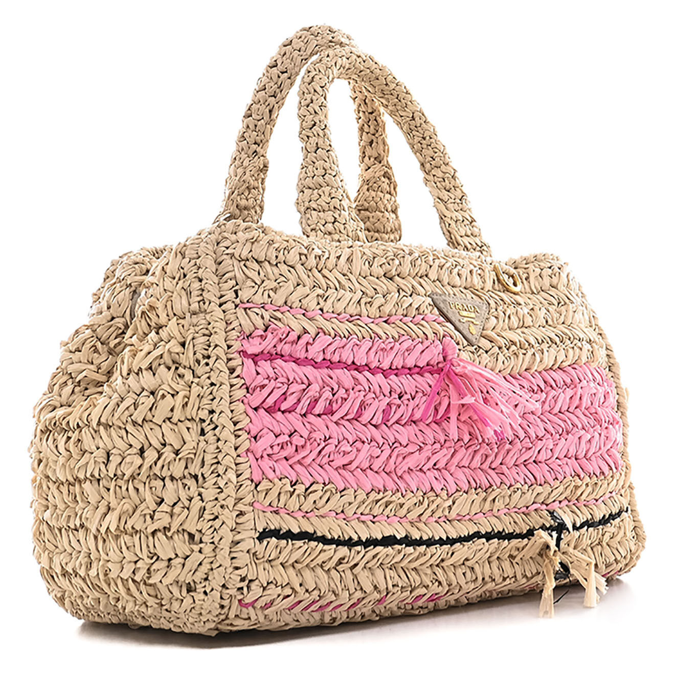 Prada Sac bandoulière Canapa en Raphia beige - Très bon état - L.29 cm