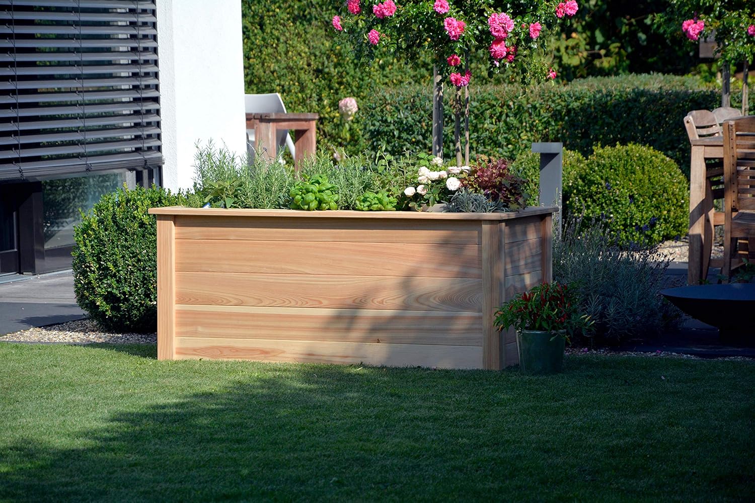 dobar Hochbeet Two-Tone inkl. Pflanzfolie, 2-Farbiger Pflanzkasten, 108 x 65 x 60 cm, Anthrazit